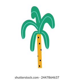 Flat style vector illustration with palm tree isolated on white background 