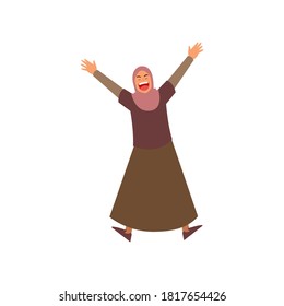 Flat style vector illustration of people happy jumping. Happy girl icon design