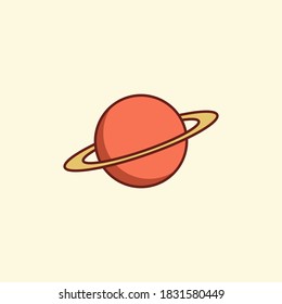 Flat style vector illustration of saturn. Planet icon in the universe good for web design and mobile apps