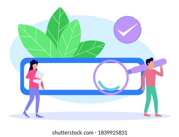 Flat style vector illustration, SEO, field and search icon.