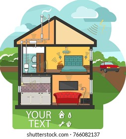 Flat Style Vector Illustration Of Soundproofing House.