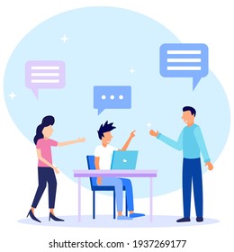 Flat style vector illustration. Speech conversation and dialogue talk as communication concepts. Share social information, language, text, speech or discussion. Together, the couple exchanged news.