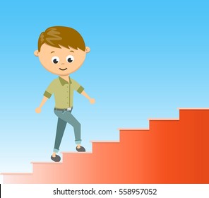 Flat style vector illustration stairway to success in career concept.