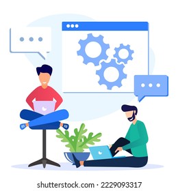 Flat style vector illustration. successful team business meetings. Business people profit on ideas. financing creative projects. Good teamwork achievement.
