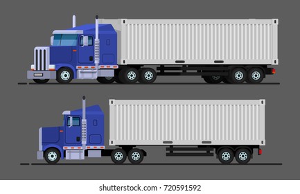 Flat style vector illustration. truck trailer
