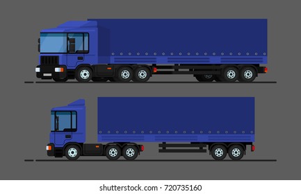 Flat style vector illustration. truck trailer