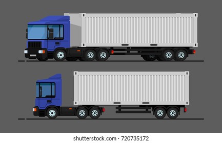 Flat style vector illustration. truck trailer
