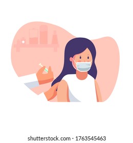 Flat style vector illustration. Vaccination. Illustration in flat cartoon style, for website landing page, poster, pamphlet or any design