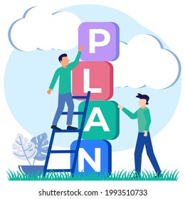 Flat style vector illustration of vision for opportunity and seize target planning concept. Looking for future missions for success using inspirational motivation as a symbol of achieving goals.