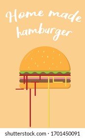 ilustración vectorial plana de la hamburguesa casera de papel pintado.