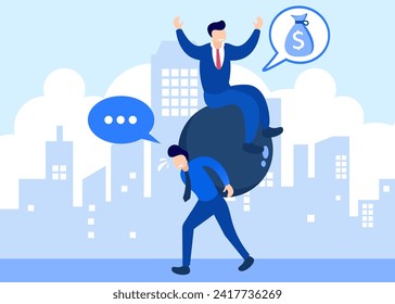 Flat style vector illustration of working under pressure concept. Mental disorders and personal fatigue. Job demands, deadlines and company targets.