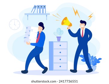 Flat style vector illustration of working under pressure concept. Mental disorders and personal fatigue. Job demands, deadlines and company targets.