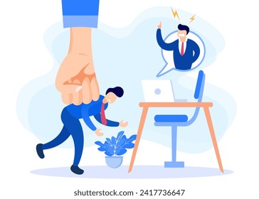 Flat style vector illustration of working under pressure concept. Mental disorders and personal fatigue. Job demands, deadlines and company targets.