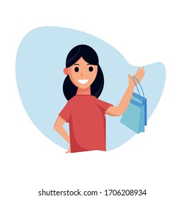  Ilustración vectorial de estilo plano. Chicas comprando, concepto de venta. para la página de inicio del sitio web, el afiche, el folleto o cualquier diseño