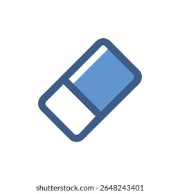 Uma imagem vetorial em estilo plano que representa uma borracha azul em um plano de fundo branco. Design minimalista simples.