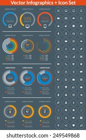 Flat style vector infographics and design elements with icon set  for brochures, flyers and websites