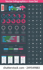 Flat style vector infographics and design elements with icon set  for brochures, flyers and websites