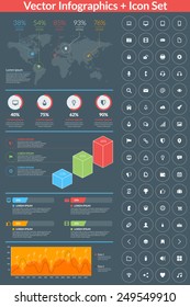 Flat style vector infographics and design elements with icon set  for brochures, flyers and websites