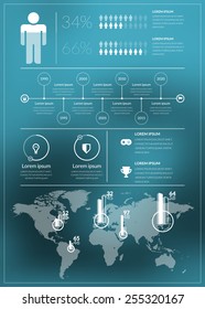 Flat style vector infographics and design elements for brochures, flyers and websites. Blurred background