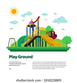 Flat style vector. Kids playground Illustration