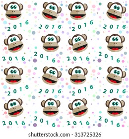 flat style vector monkey pattern - sign of new 2016 year. China animal calendar.
