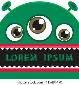 Flat style vector - monster background. Template frame for text.
