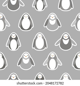 Flat style vector pattern with funny penguins. Cute backdrop and wrapping design.