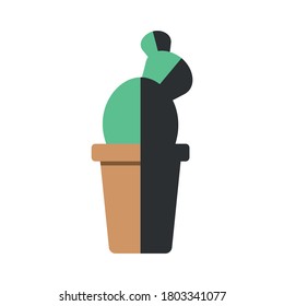 Ilustración de plantas vectoriales de estilo plano en una olla