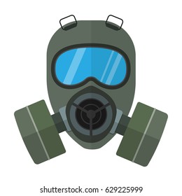 Flat style vector respirator chemical gas mask illustration isolated on white background.