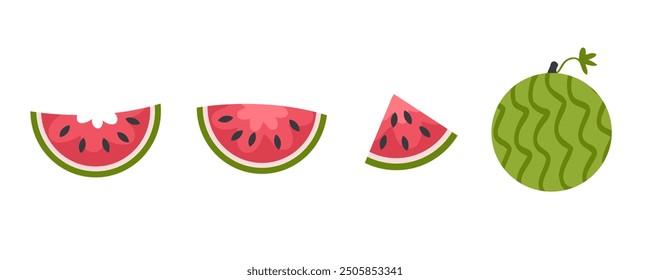 Flat style vector watermelon and slices clipart collection. Perfect art for stickers, poster, label, sale, card. Hand drawn illustration for decor and design.


