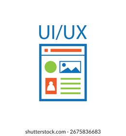 Flat style vector of a web page UI UX layout with profile, images, and text elements. Ideal for web templates, design mockups, and digital creative projects.