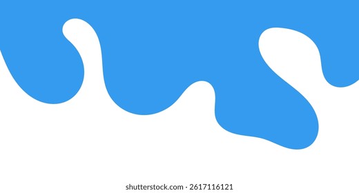 Flat style vector of a white milk splash on blue background. Ideal for dairy ads, packaging, and food banners.