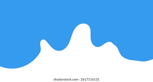 Flat style vector of a white milk splash on blue background. Ideal for dairy ads, packaging, and food banners.