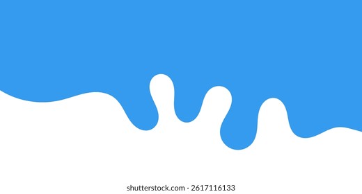 Flat style vector of a white milk splash on blue background. Ideal for dairy ads, packaging, and food banners.