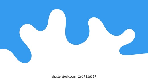 Flat style vector of a white milk splash on blue background. Ideal for dairy ads, packaging, and food banners.