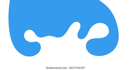 Flat style vector of a white milk splash on blue background. Ideal for dairy ads, packaging, and food banners.