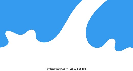 Flat style vector of a white milk splash on blue background. Ideal for dairy ads, packaging, and food banners.