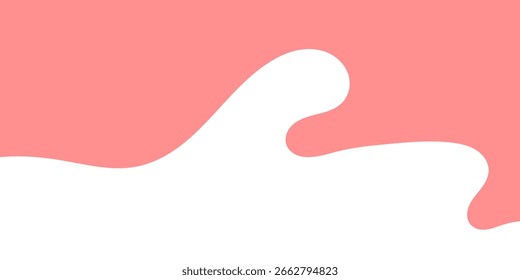 Vector de estilo plano de un chapoteo blanco de la leche en el fondo rosado para los anuncios lácteos, el empaquetado, y los Anuncios de la comida