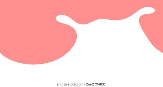 Vector de estilo plano de un chapoteo blanco de la leche en el fondo rosado para los anuncios lácteos, el empaquetado, y los Anuncios de la comida