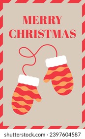 Tarjeta de navidad vertical de estilo plano Ilustración vectorial
