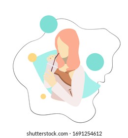 flat style vetor illustration of 
A woman drinking.