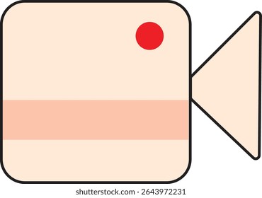 Flat Style Video Camera Icon Vector Illustration – Minimalist Recording Device Symbol for Multimedia, Streaming, and Content Creation Projects