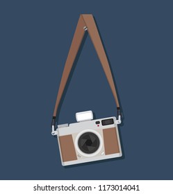 Flat style vintage camera hanging