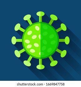 Flat style virus icon. Bacteria vector drawing. Medical symbol for you project