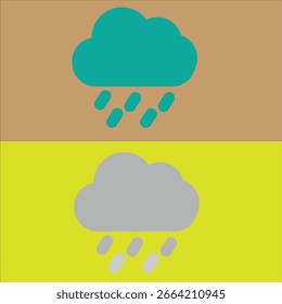 Icono de Clima de estilo plano de una nube con gotas de lluvia que caen, adecuado para App, pronósticos de Clima y gráficos climáticos. ruidoso con el ícono de gotas de lluvia por la tarde