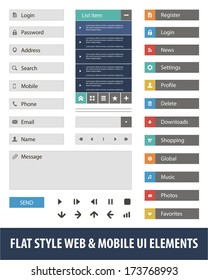 Flat style web & mobile UI elements