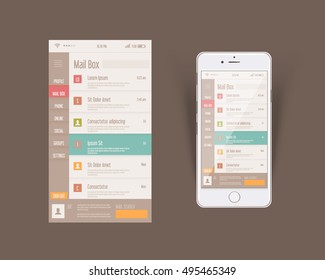 Flat Style Web or Software Template, Mobile Interface Design