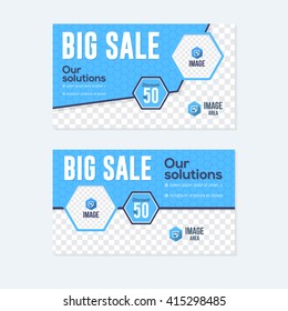 Flat Style Website Banner, Horizontal Header. Big Sale and Discount Background Design