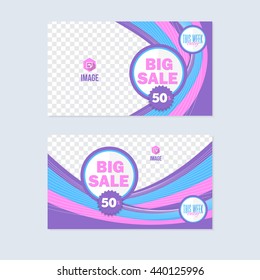 Flat Style Website Banner, Horizontal Header Background Design