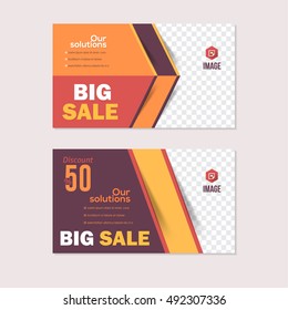 Flat Style Website Banner, Horizontal Background Set